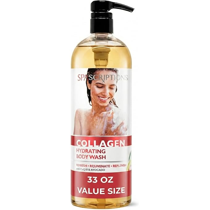 SpaScriptions Collagen Hydrating Body Wash, with CoQ10 and Avocado to Refresh, 33 oz